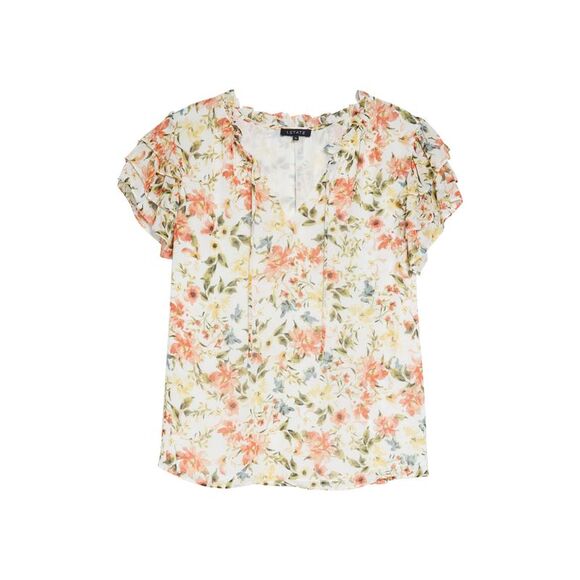 1.State Trendy Plus Size Printed Flutter Sleeve Top - Picture 3 of 3